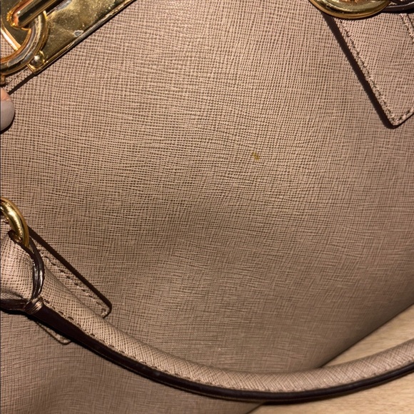 Michael Kors Taupe Saffiano Leather Convertible Tote Crossbody Bag - Picture 9 of 10